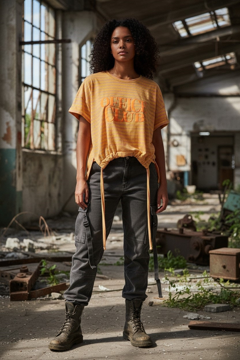 Shirt Streifenlook orange