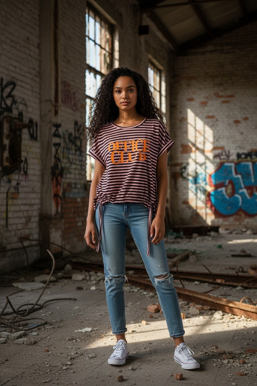 Shirt Streifen look rosa