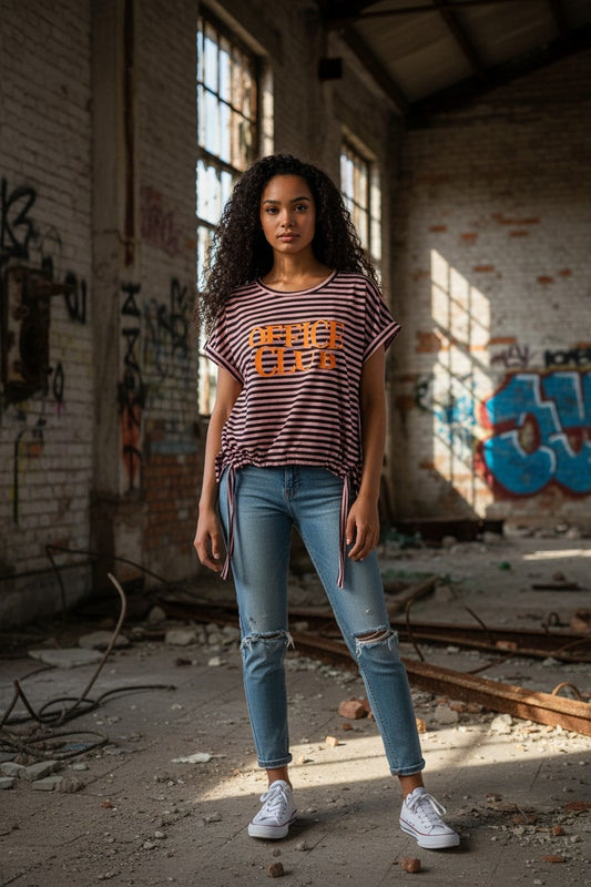 Shirt Streifen look rosa
