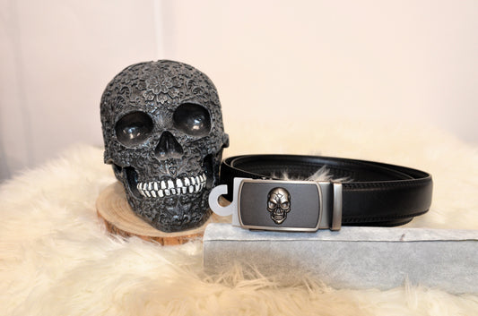 Skullgürtel silbermatt