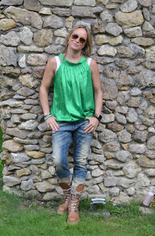 Binde Blusen Top  " Jenny " Farbe leo grün