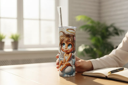 Alu Becher mit Trinkhalm beidseitig bedruckt 600ml