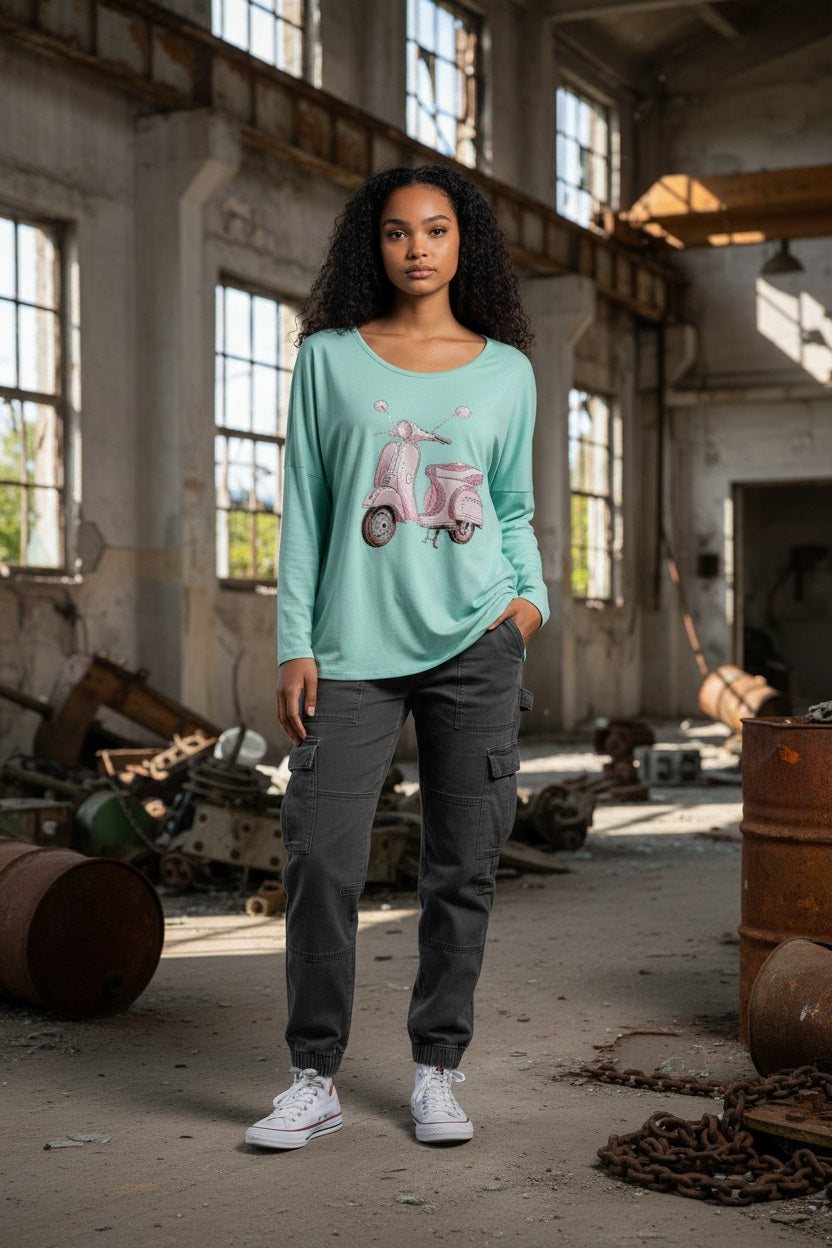 Oversized Pulli Vespa mint